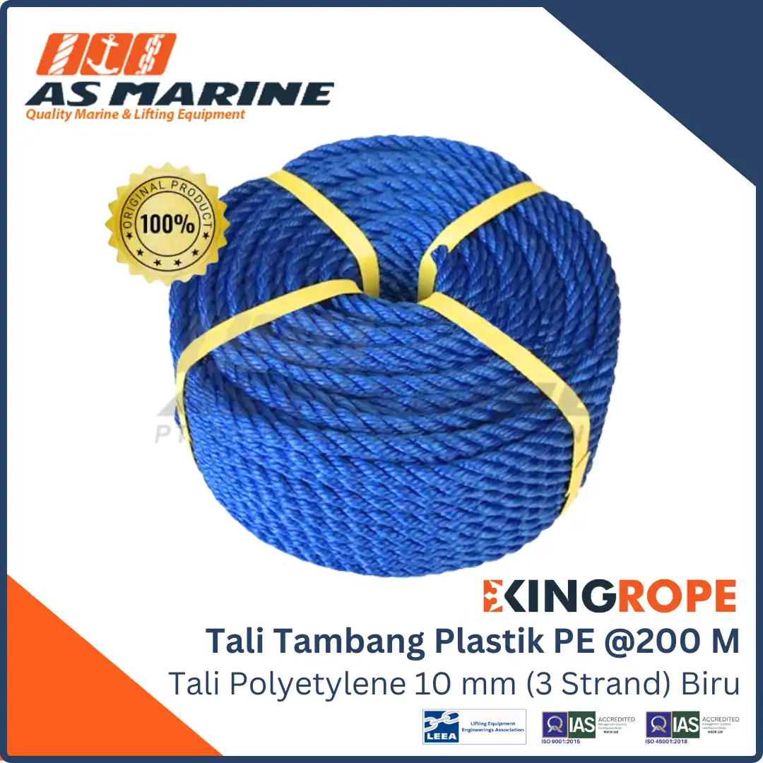 Tali Tambang Plastik PE warna biru 10 mm